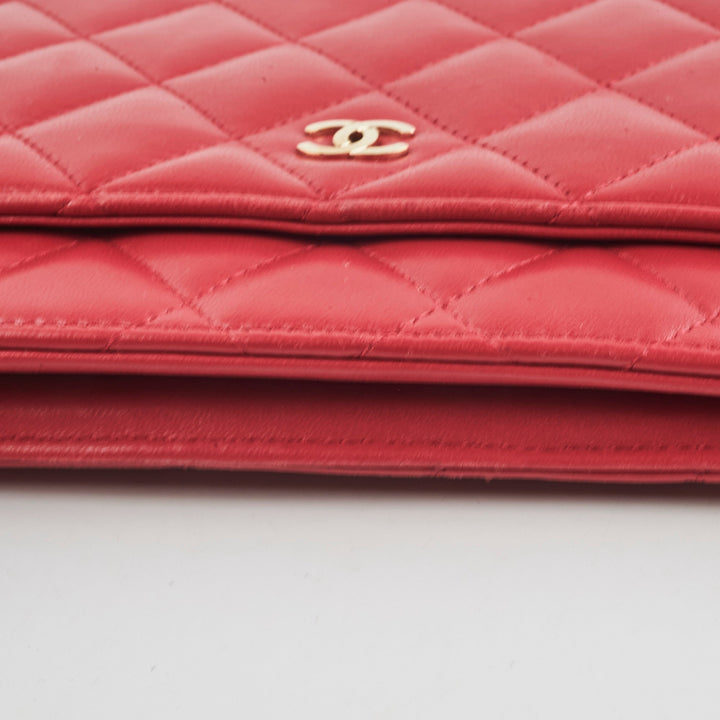 Top Quality Chanel Wallet On Chain WOC Lambskin Dark Pink