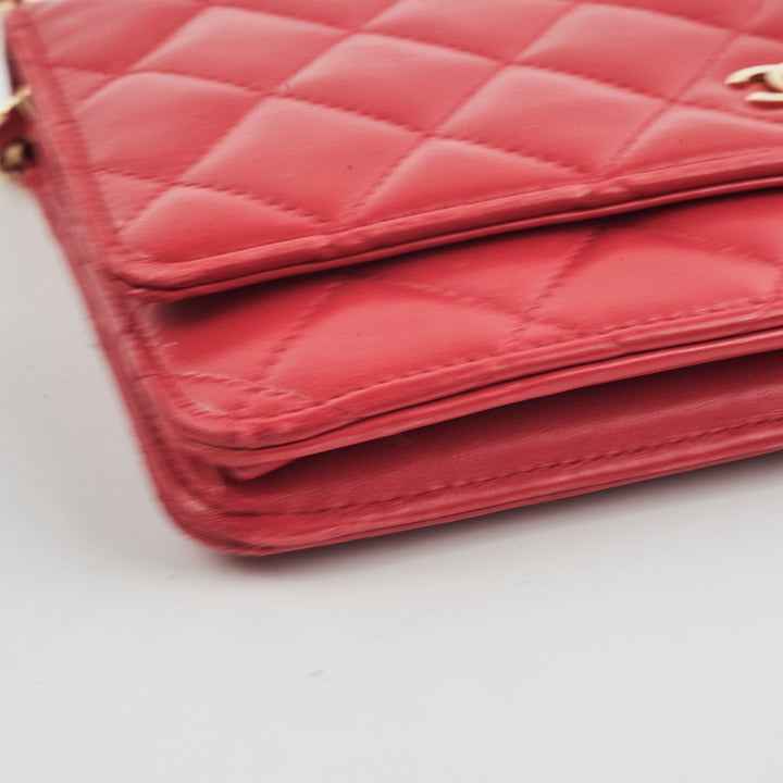 Top Quality Chanel Wallet On Chain WOC Lambskin Dark Pink