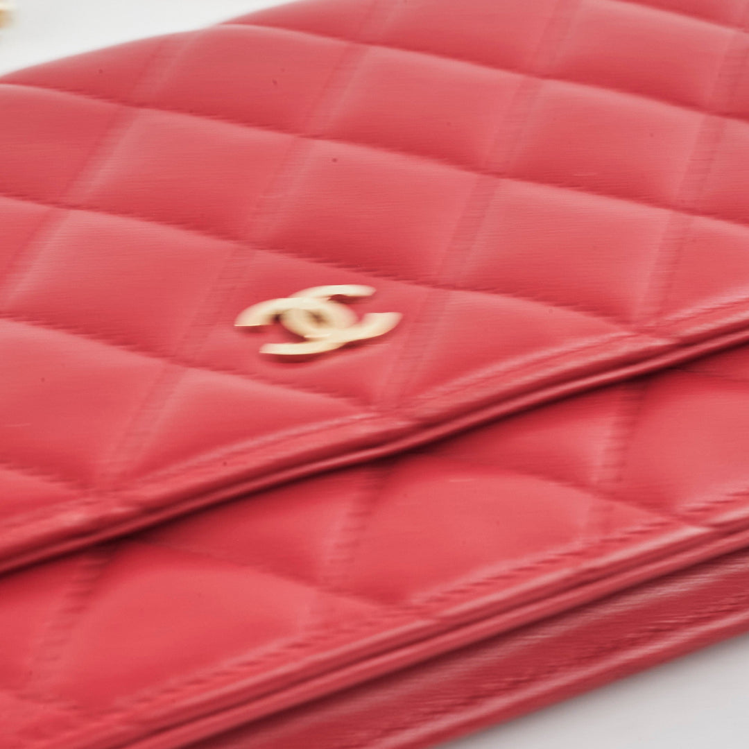 Top Quality Chanel Wallet On Chain WOC Lambskin Dark Pink