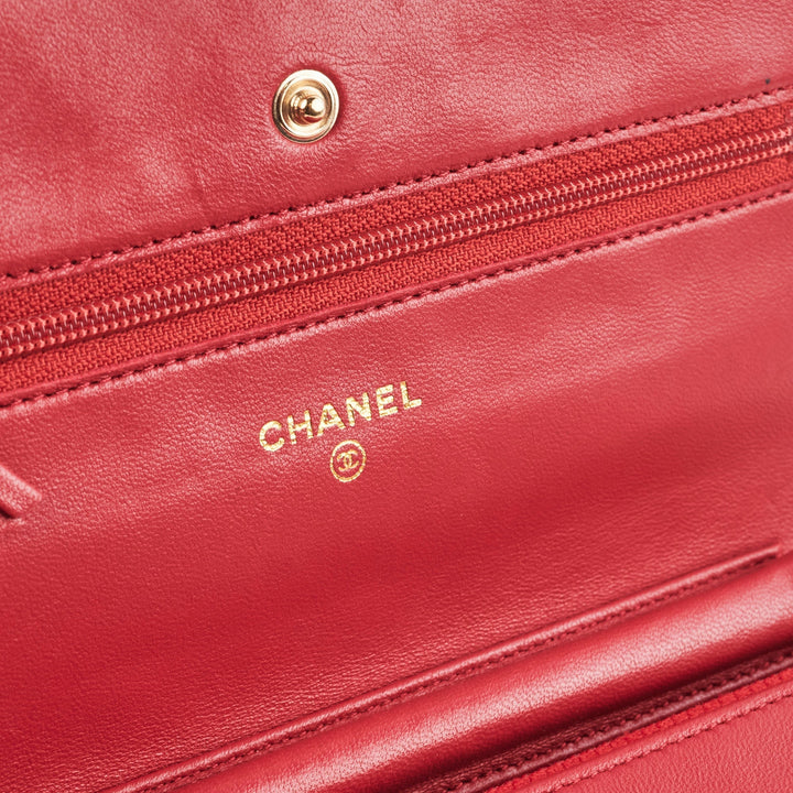 Top Quality Chanel Wallet On Chain WOC Lambskin Dark Pink