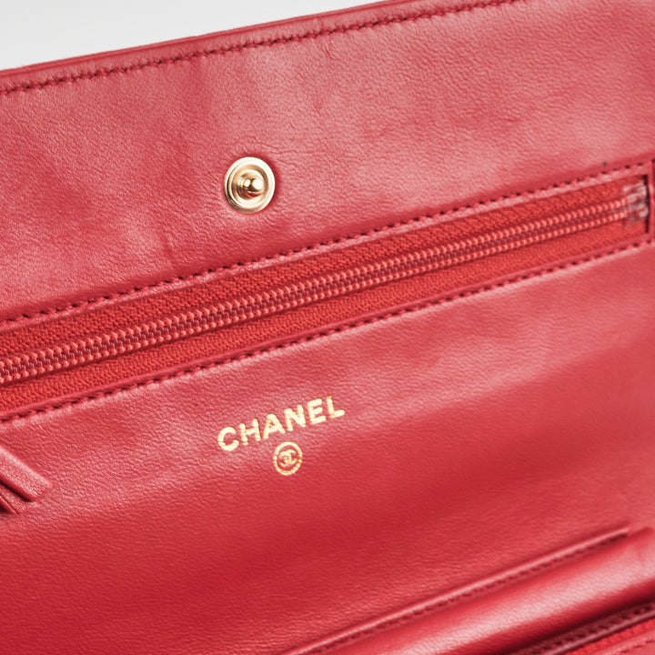 Top Quality Chanel Wallet On Chain WOC Lambskin Dark Pink