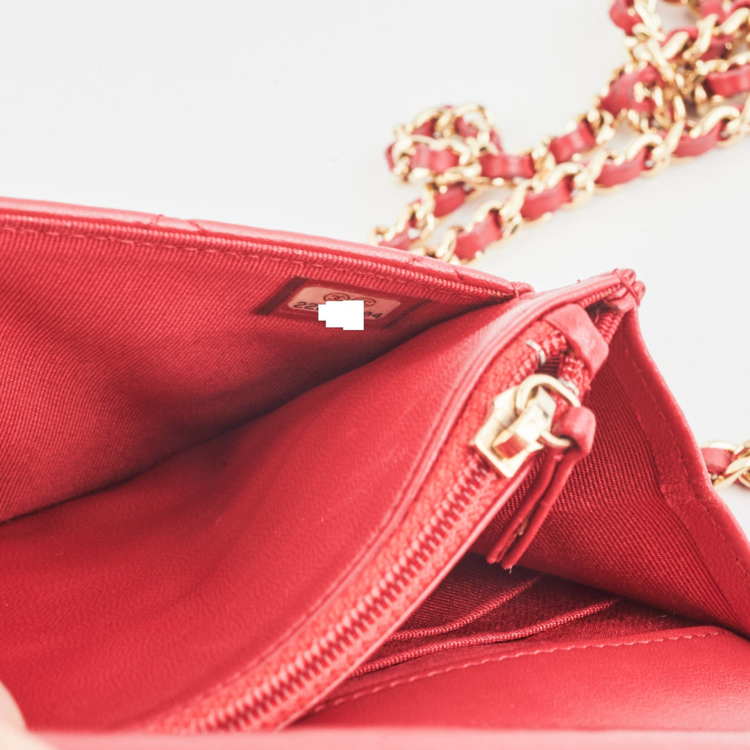Top Quality Chanel Wallet On Chain WOC Lambskin Dark Pink