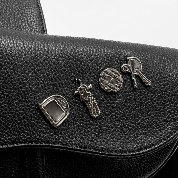Top quality Dior Homme Charms Saddle Bag Calfskin Black