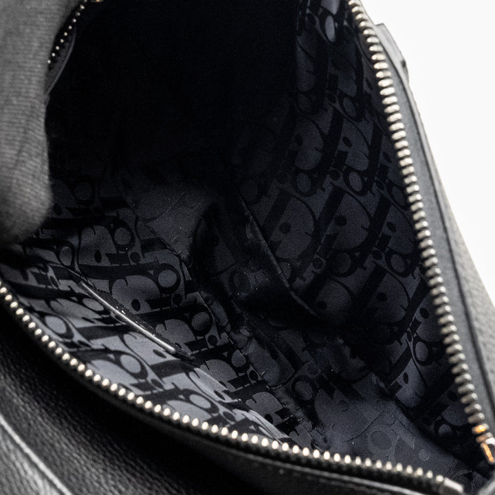 Top quality Dior Homme Charms Saddle Bag Calfskin Black