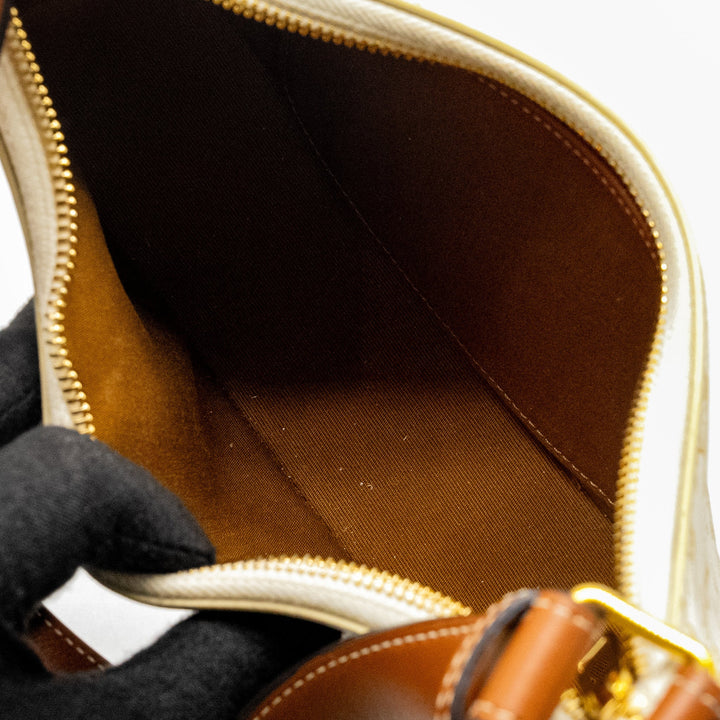Celine Medium Ava Bag Triomphe Canvas/Calfskin White/Brown