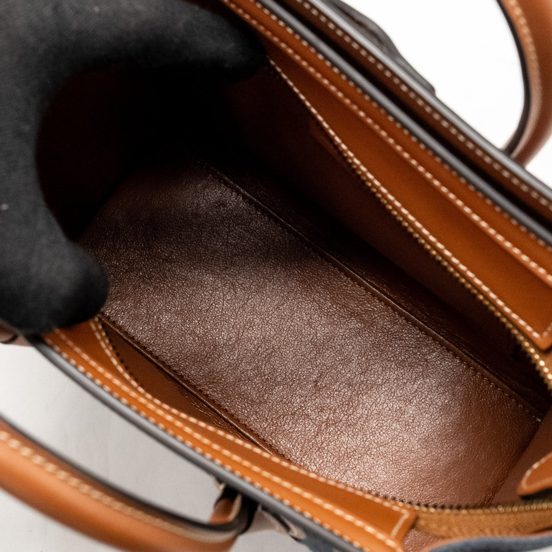 Celine Nano Luggage Bag Calfskin/Denim Tan/Navy