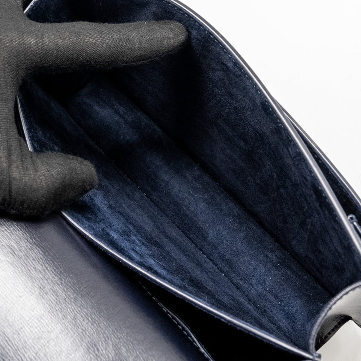 Saint Laurent /YSL Sunset Bag Python/Suede Navy GHW