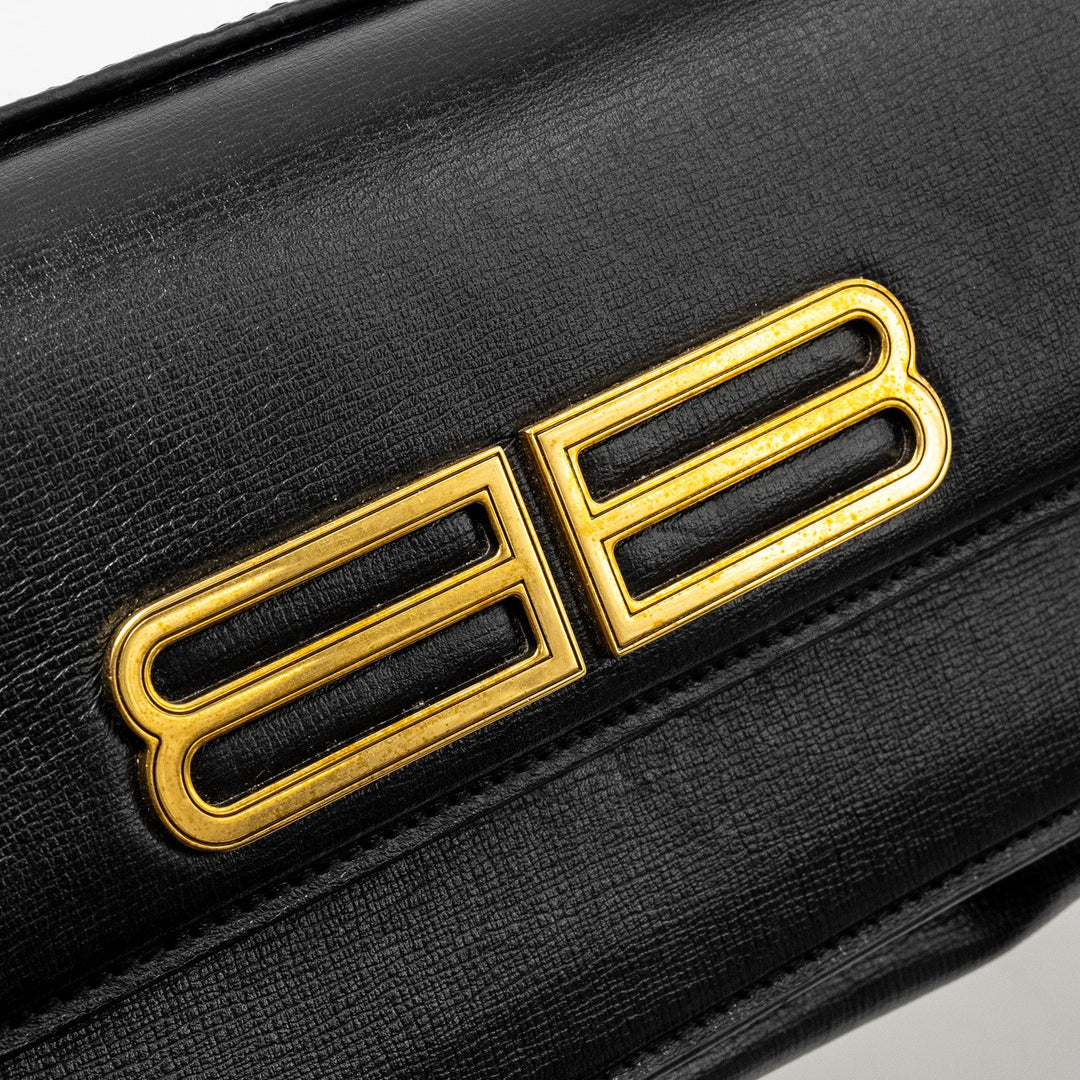 Top Quality Balenciaga Gossip Shoulder Bag Calfskin Black GHW