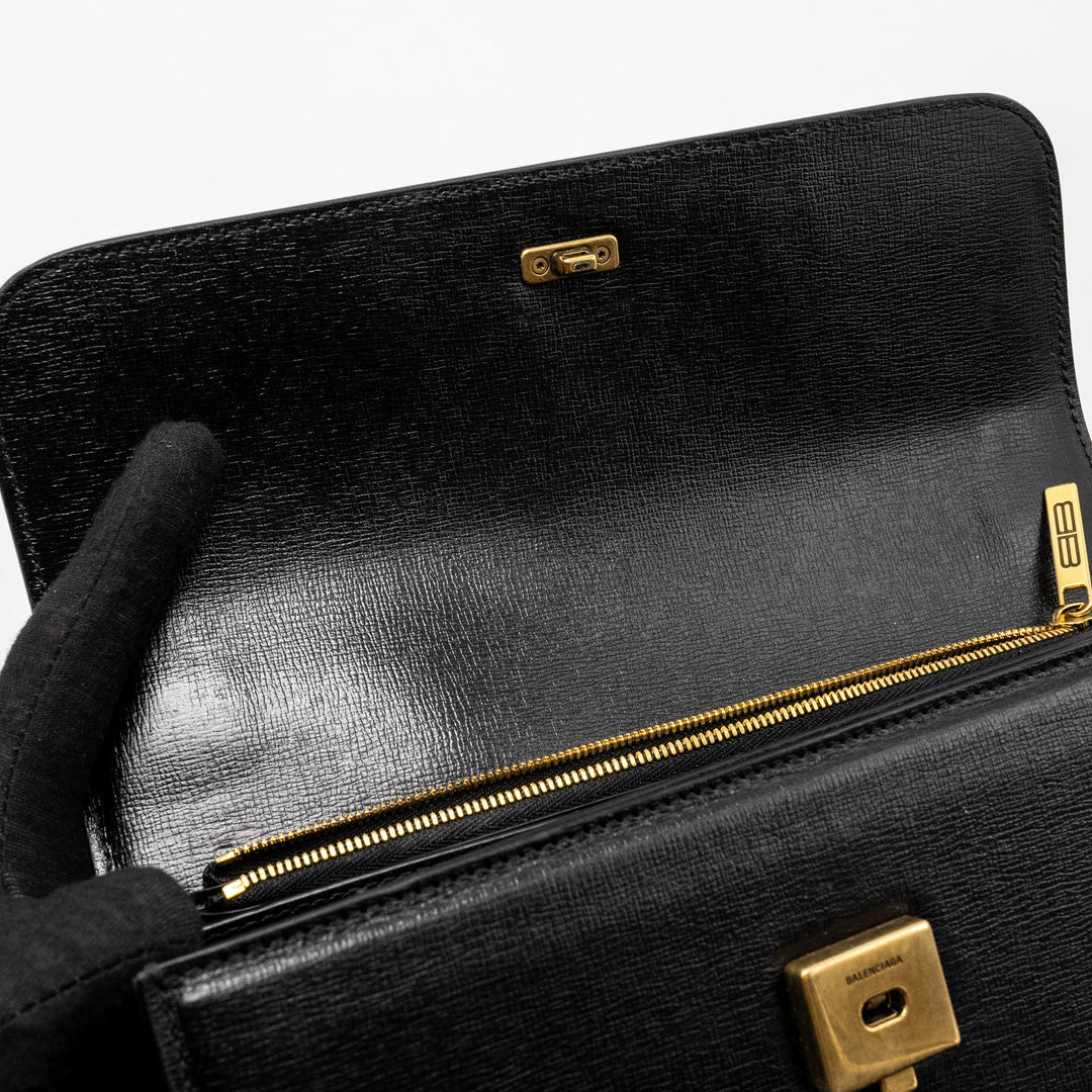 Top Quality Balenciaga Gossip Shoulder Bag Calfskin Black GHW