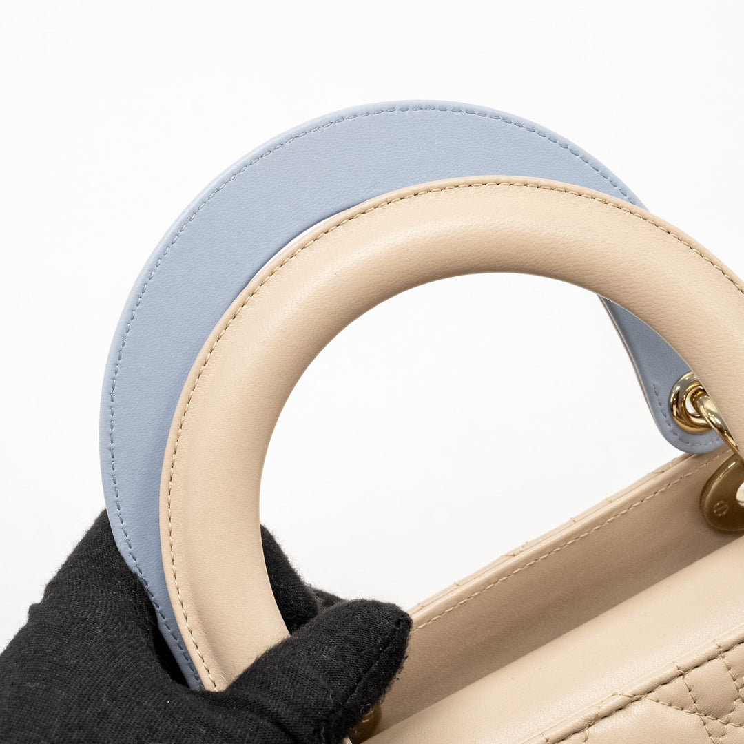 Top quality Dior Medium Lady Top quality Dior Lambskin Beige/Blue