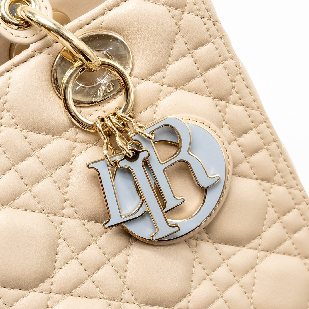 Top quality Dior Medium Lady Top quality Dior Lambskin Beige/Blue