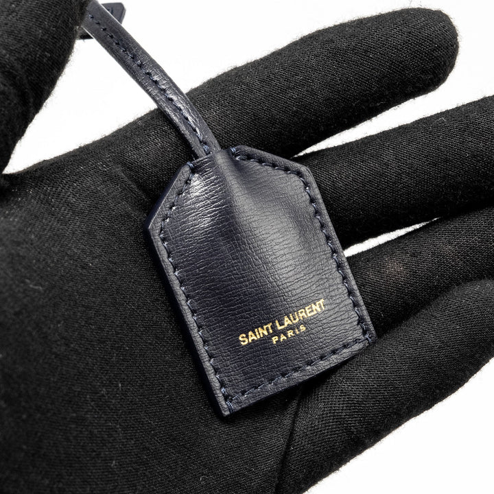 Saint Laurent /YSL Sunset Bag Python/Suede Navy GHW
