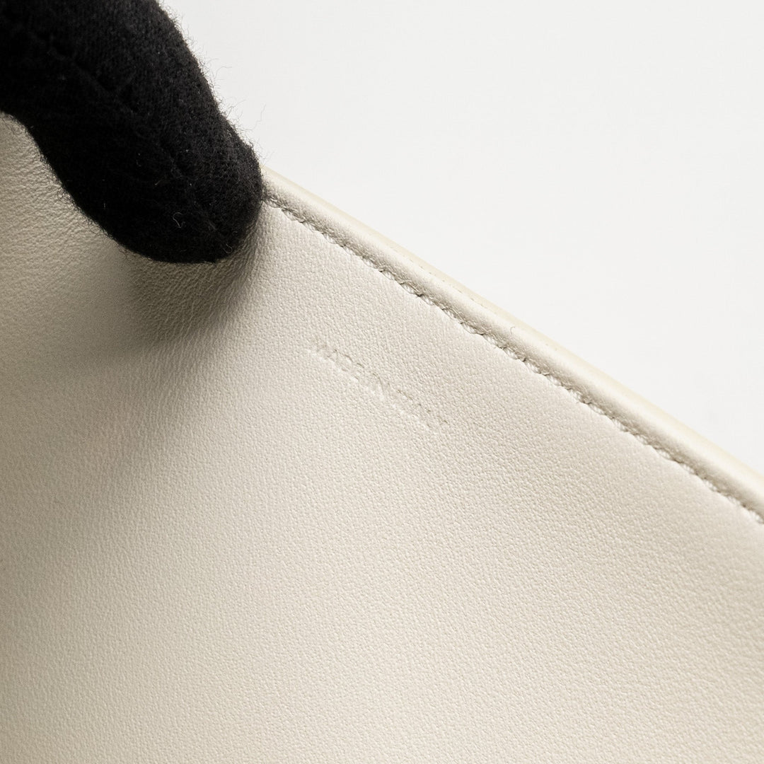 Celine Trapeze Triomphe Shoulder Bag Shiny Calfskin White