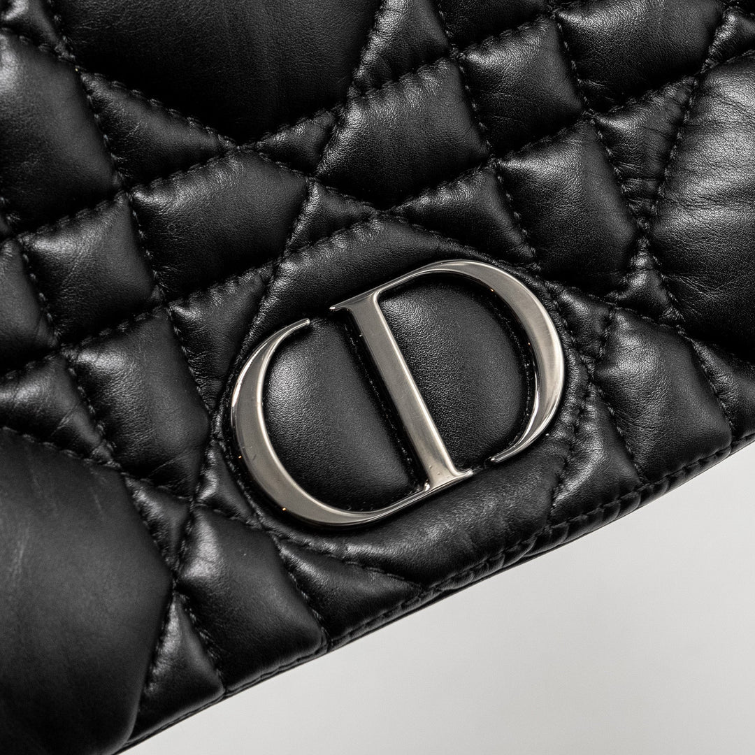 Top quality Dior Mini Caro Flap Bag Calfskin Black/ Black Hardware