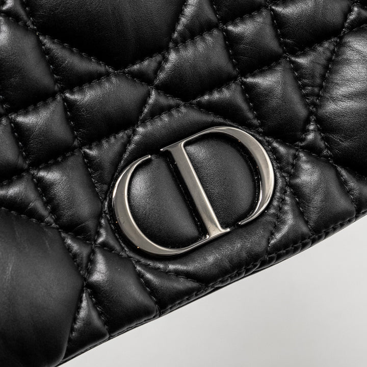 Top quality Dior Mini Caro Flap Bag Calfskin Black/ Black Hardware