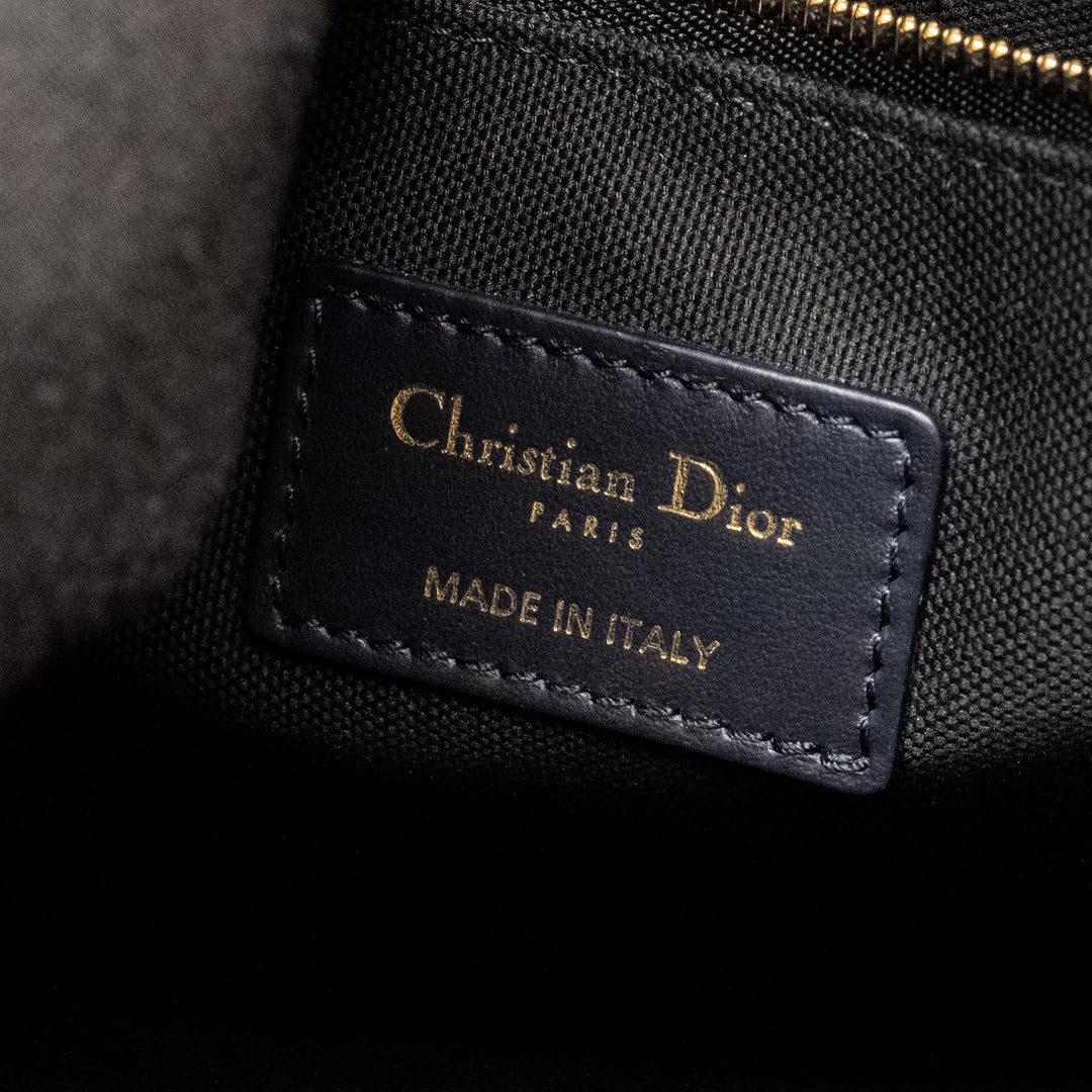 Top quality Dior Small Book Tote Blue Oblique Embroidery/Calfskin
