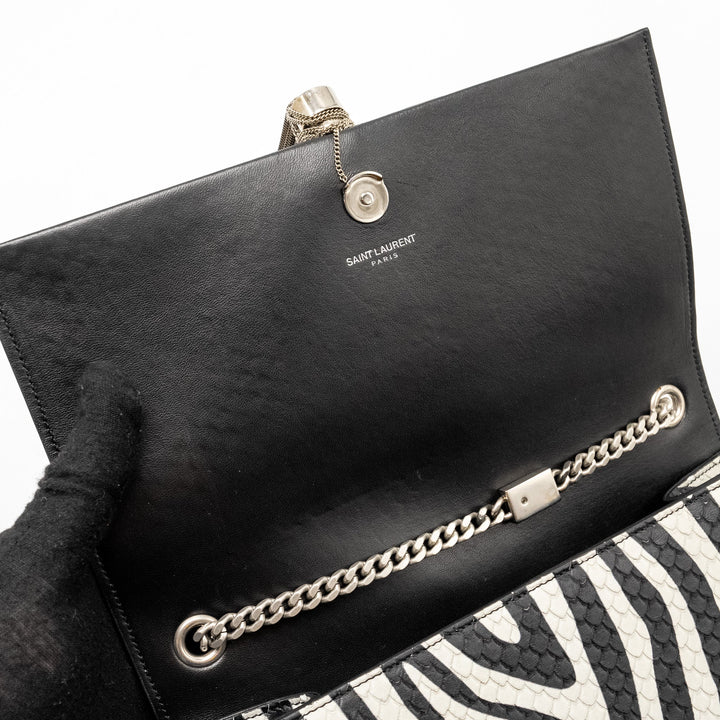 Saint Laurent/YSL Medium Kate Shoulder Bag With Tassel Embossed Leather Black/White SHW