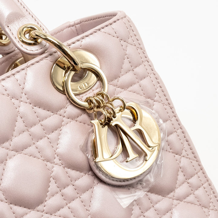 Top quality Dior Medium Lady Top quality Dior Lambskin Iridescent Pink