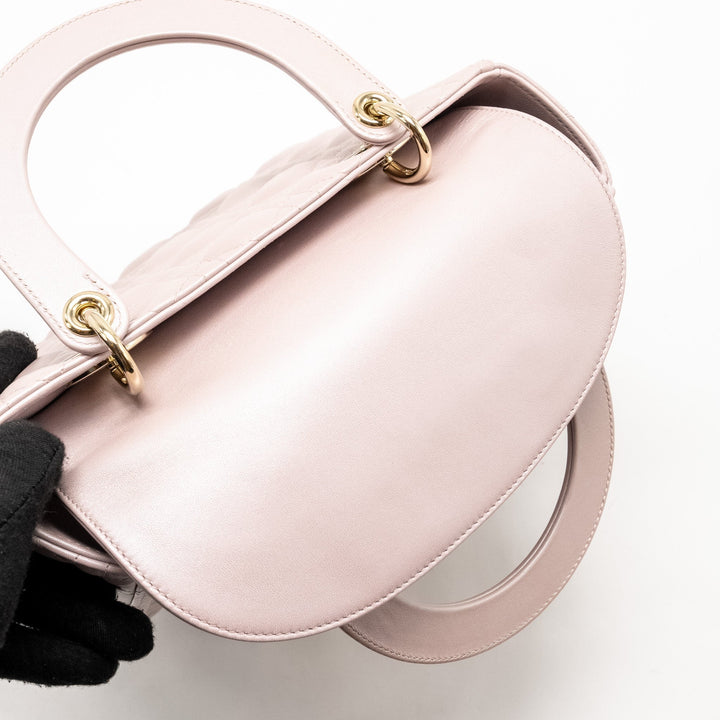 Top quality Dior Medium Lady Top quality Dior Lambskin Iridescent Pink