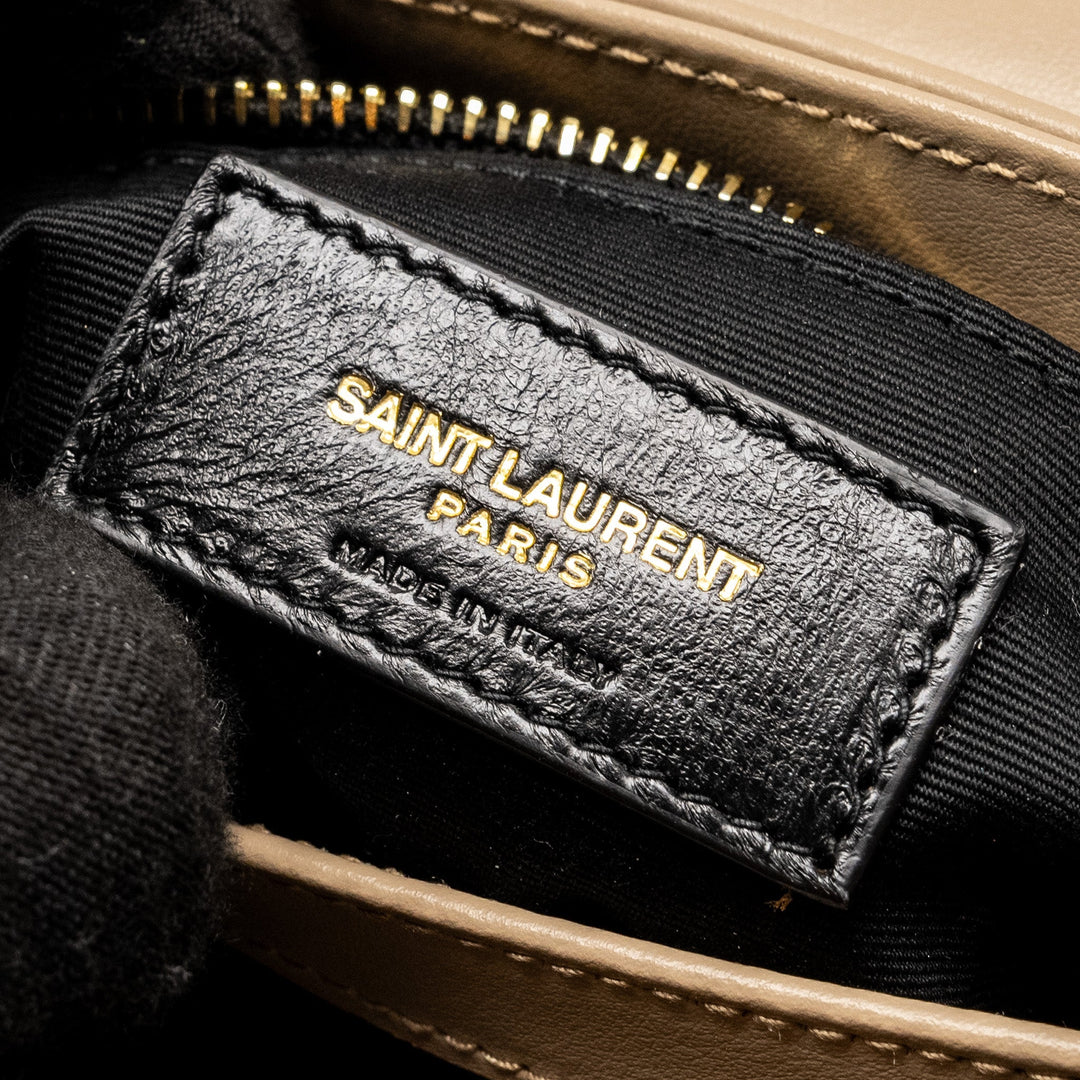 SAINT LAURENT / YSL Toy LouLou Quilted Shoulder Bag Calfskin Beige GHW