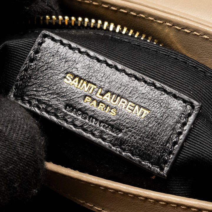 SAINT LAURENT / YSL Toy LouLou Quilted Shoulder Bag Calfskin Beige GHW
