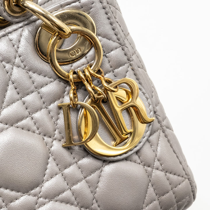 Top quality Dior Mini Lady Top quality Dior Lambskin Iridescent Grey