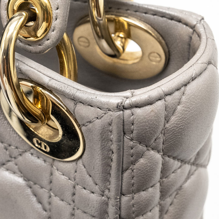 Top quality Dior Mini Lady Top quality Dior Lambskin Iridescent Grey