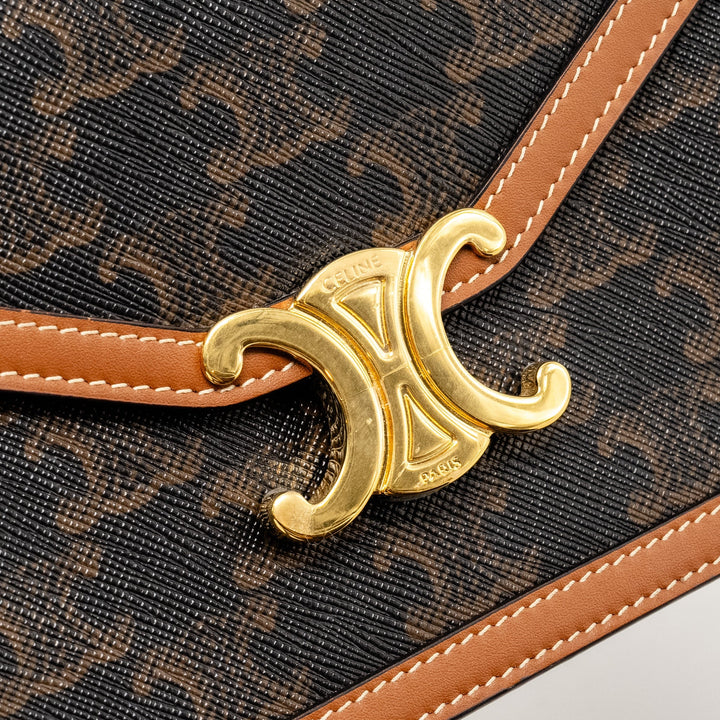 Celine Wallet on Chain Margo Triomphe Canvas/Calfskin Tan