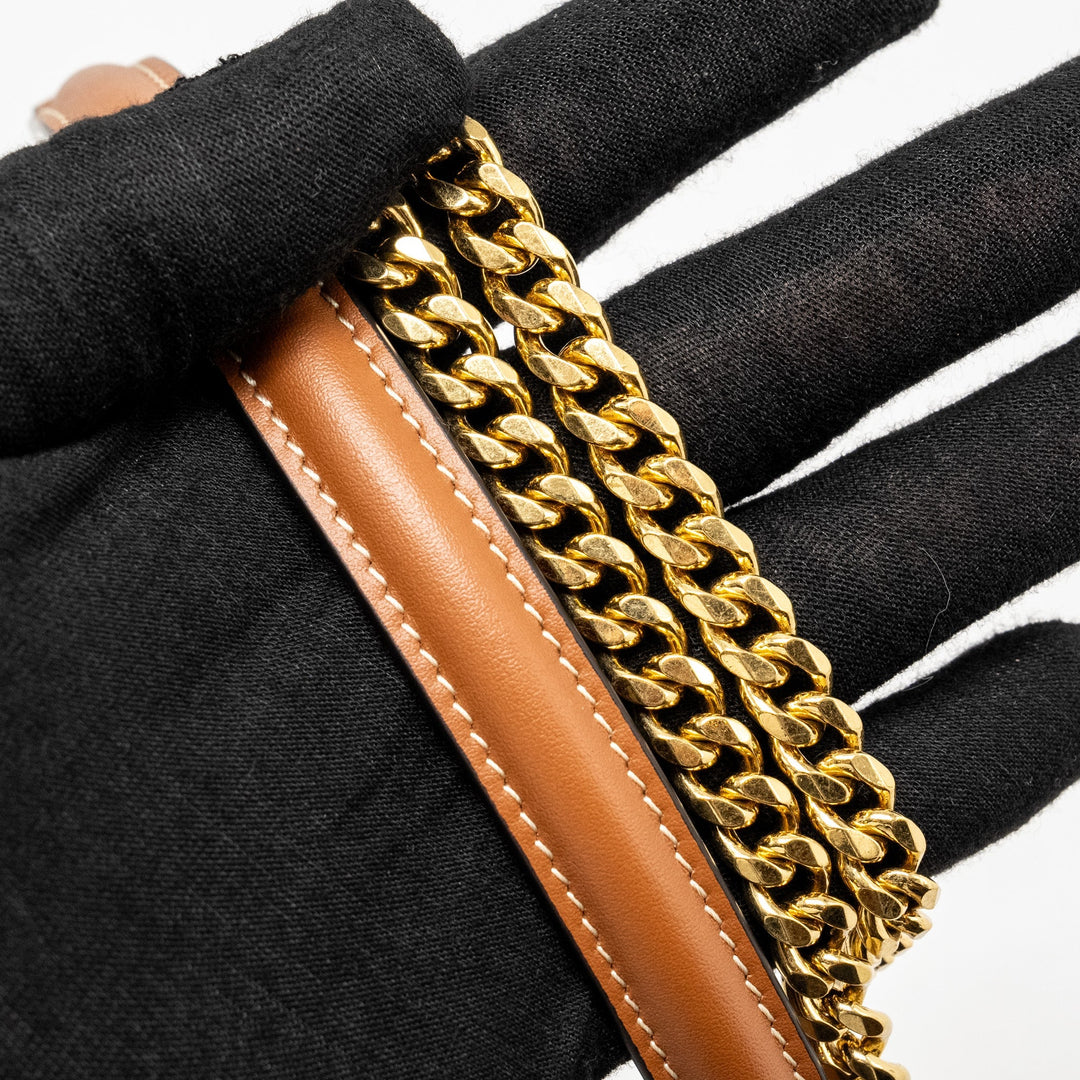 Celine Wallet on Chain Margo Triomphe Canvas/Calfskin Tan