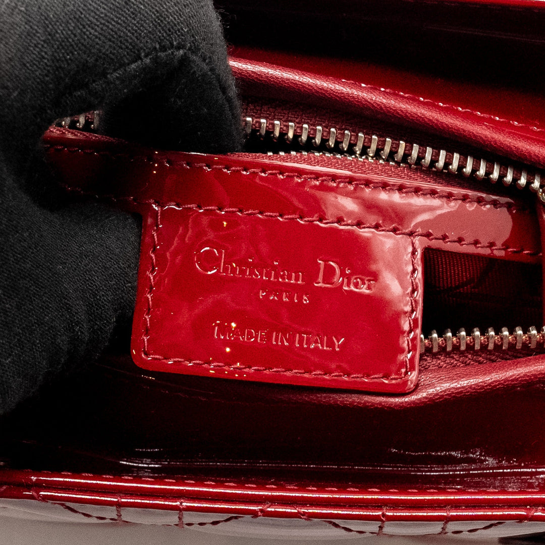 Top quality Dior Medium Lady Top quality Dior Patent Dark Red