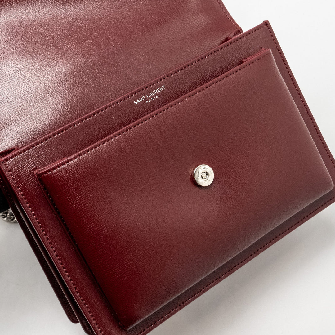 Saint Laurent/YSL Sunset Bag Calfskin Burgundy SHW