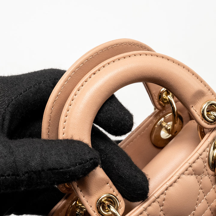 Top quality Dior Lady Top quality Dior Micro Bag Cannage Lambskin Rose Des Vents