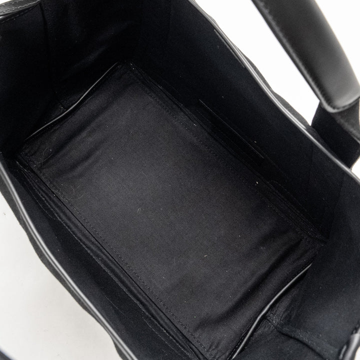 Top Quality Balenciaga Cabas Logo Tote Bag Canvas/ Calfskin Black SHW
