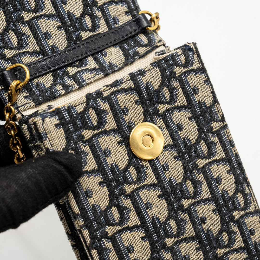 Top quality Dior Saddle Phone Pouch Blue Oblique Jacquard