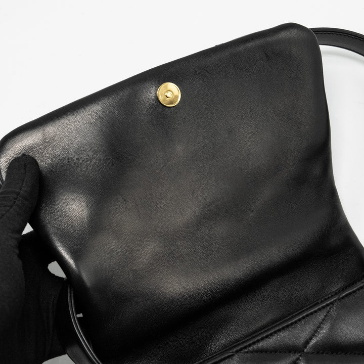 Saint Laurent/YSL LE 57 Quilted Hobo Shoulder Bag Lambskin Black Multicolour Hardware