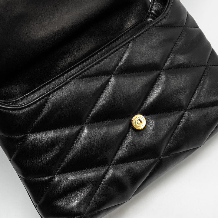 Saint Laurent/YSL LE 57 Quilted Hobo Shoulder Bag Lambskin Black Multicolour Hardware