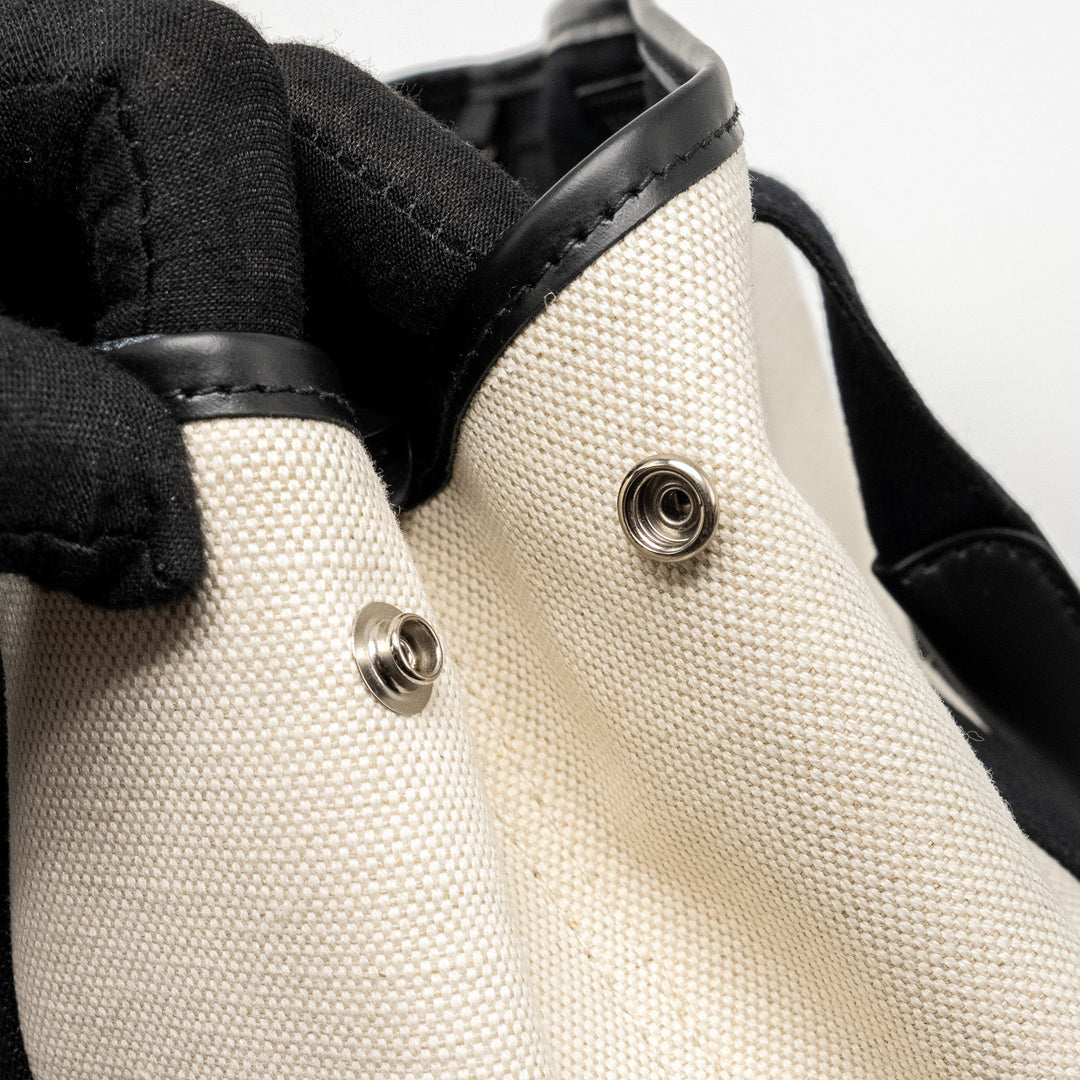 Top Quality Balenciaga Cabas Tote Bag Canvas/Calfskin Natural/Black SHW