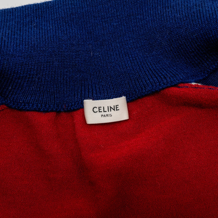 Celine Size S Triomphe Zip Jacket Wool Red/Navy/White
