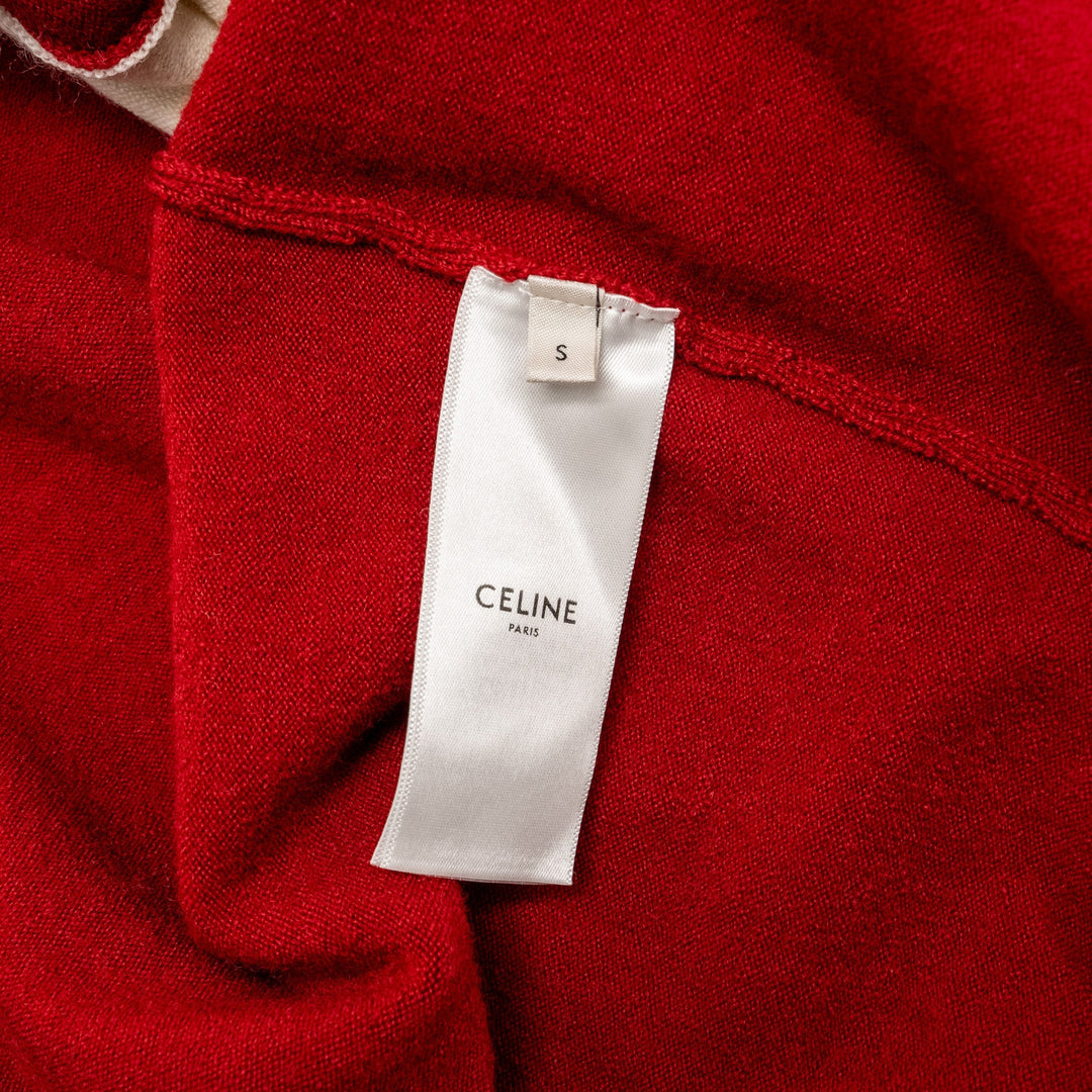 Celine Size S Triomphe Zip Jacket Wool Red/Navy/White