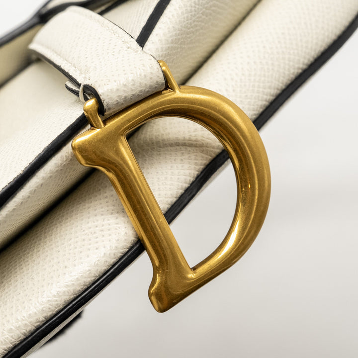Top quality Dior Mini Saddle Bag Calfskin White