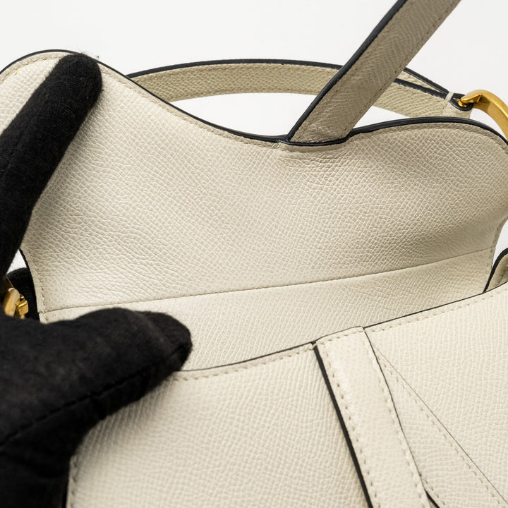 Top quality Dior Mini Saddle Bag Calfskin White