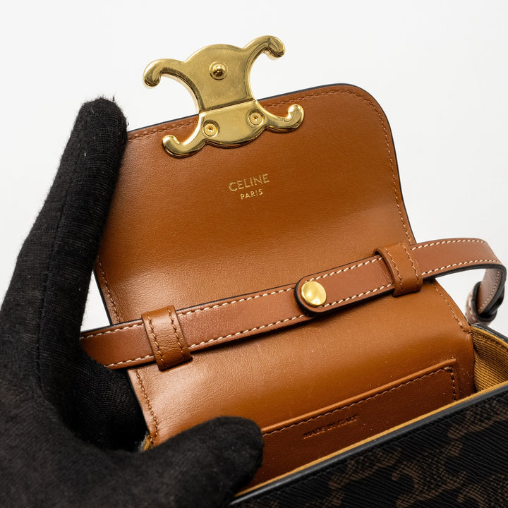 Celine Claude Triomphe Canvas / Calfskin Tan