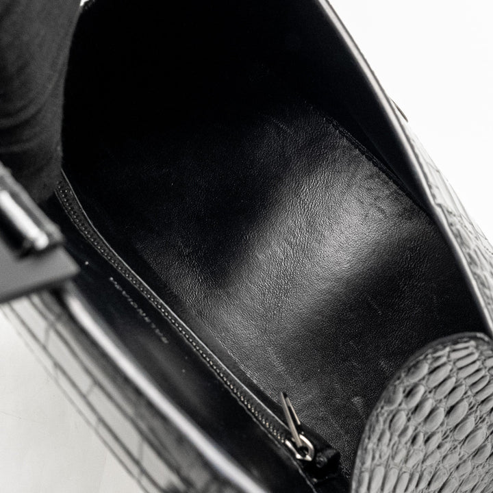 Top Quality Balenciaga Hourglass S Croc-Embossed Calfskin So Black