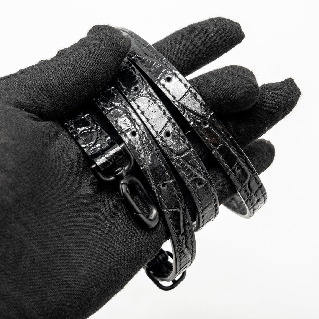 Top Quality Balenciaga Hourglass S Croc-Embossed Calfskin So Black