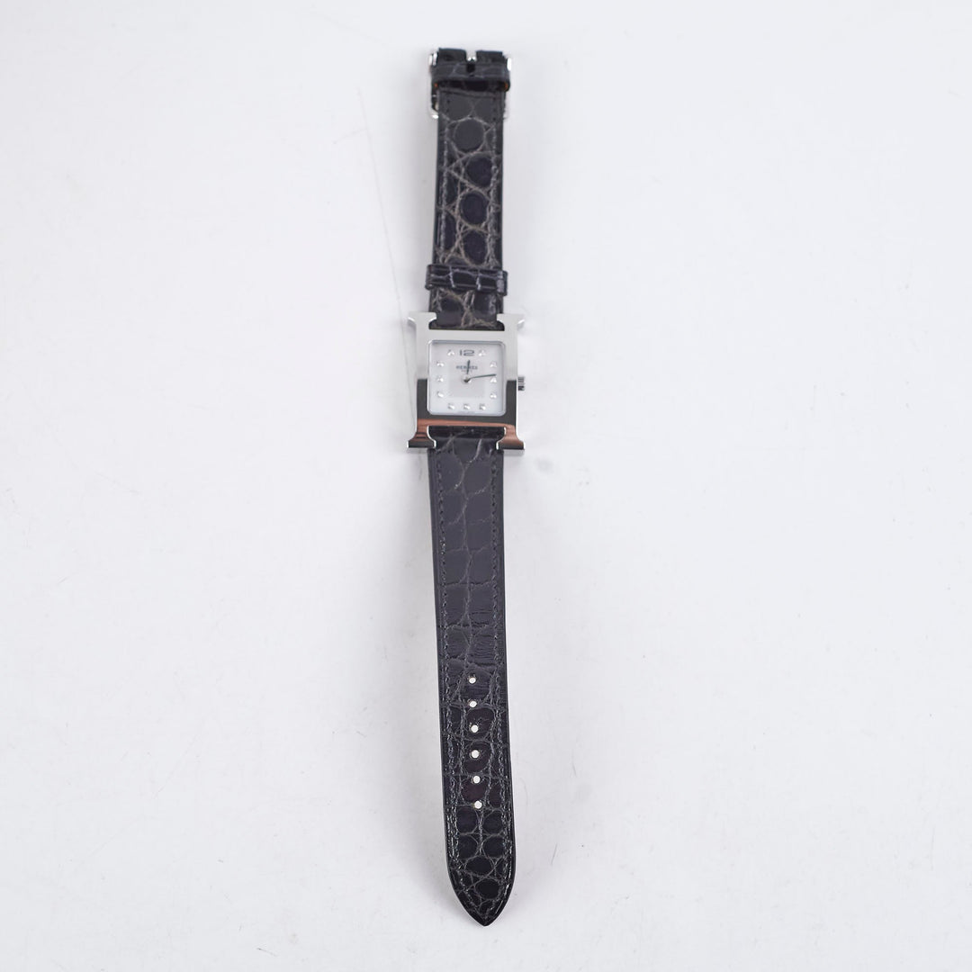 Hermes Heure H Watch Black Diamond Small 25mm