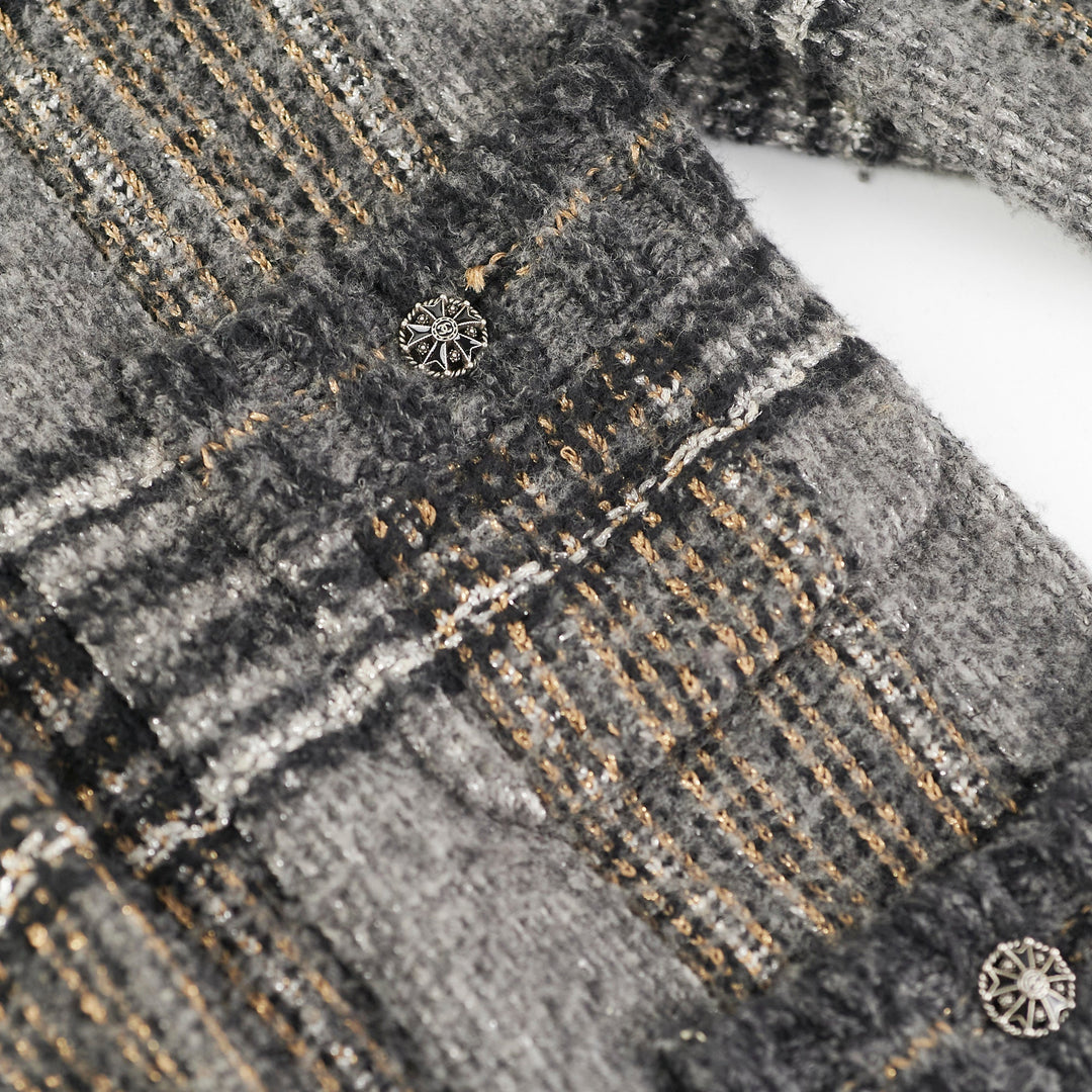 Top Quality Chanel Grey Knit Coat Size 42