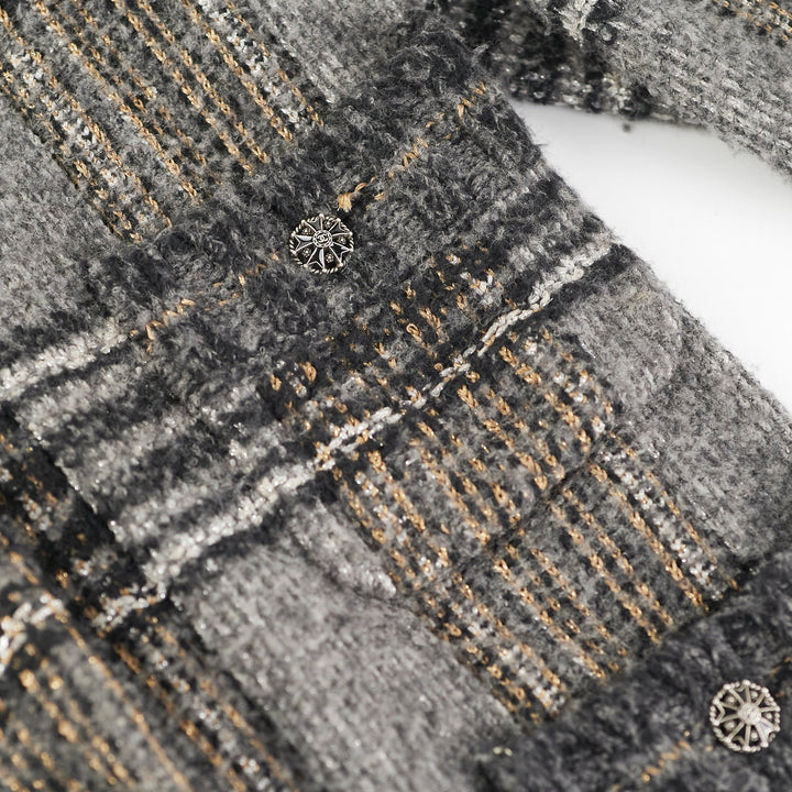 Top Quality Chanel Grey Knit Coat Size 42
