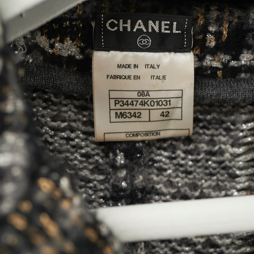 Top Quality Chanel Grey Knit Coat Size 42