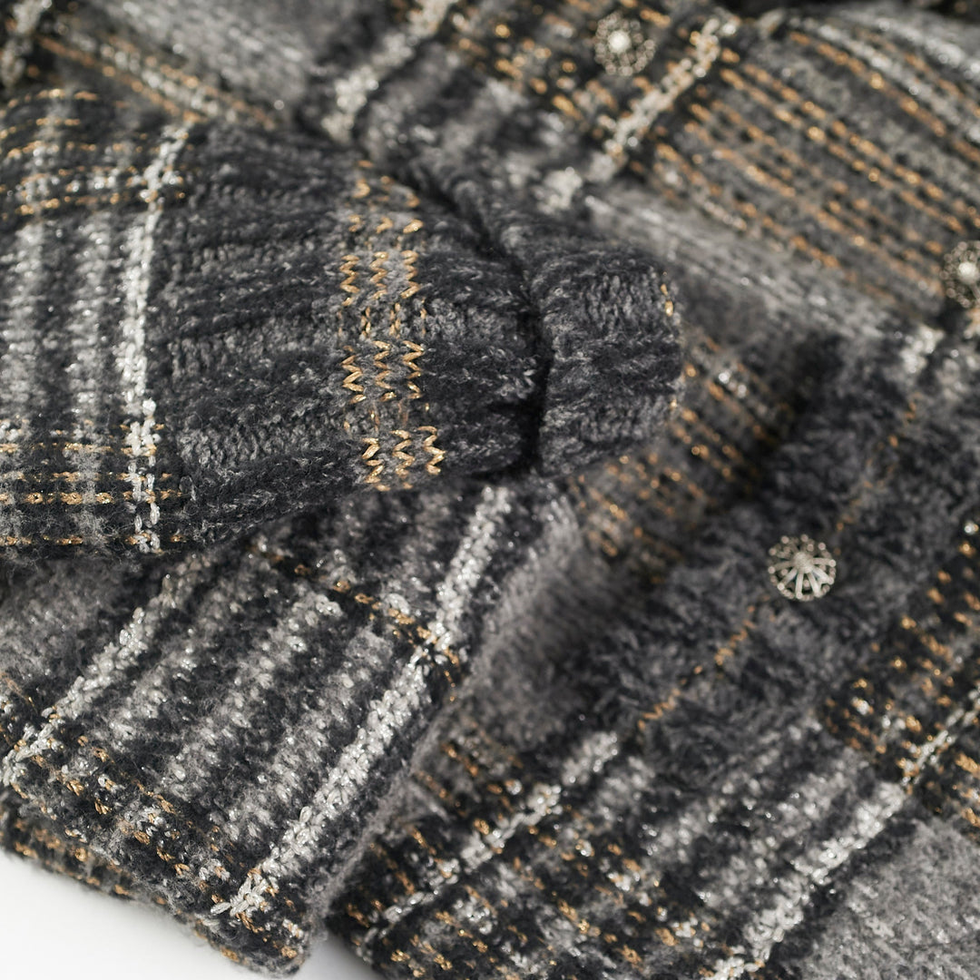 Top Quality Chanel Grey Knit Coat Size 42