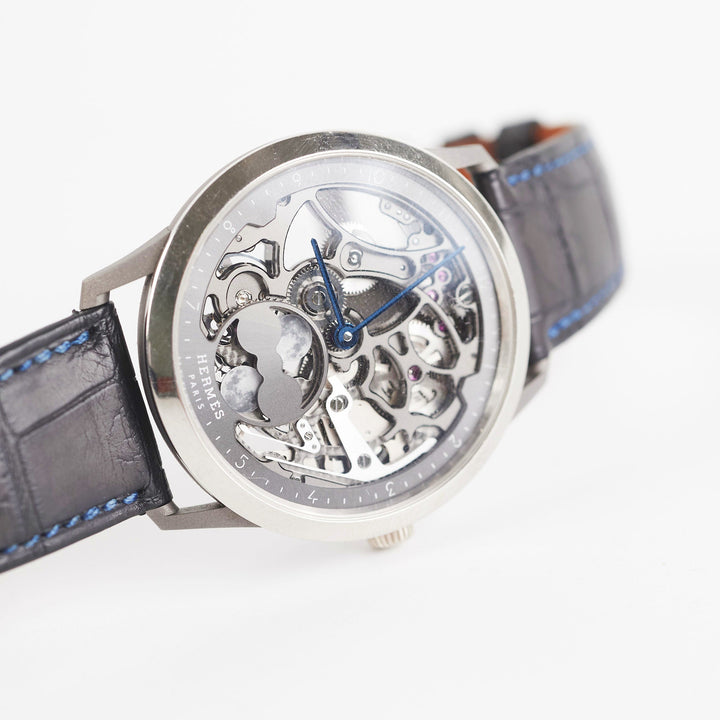 Hermes Slim D'Hermes Watch Squelette Lune 39.5MM Black